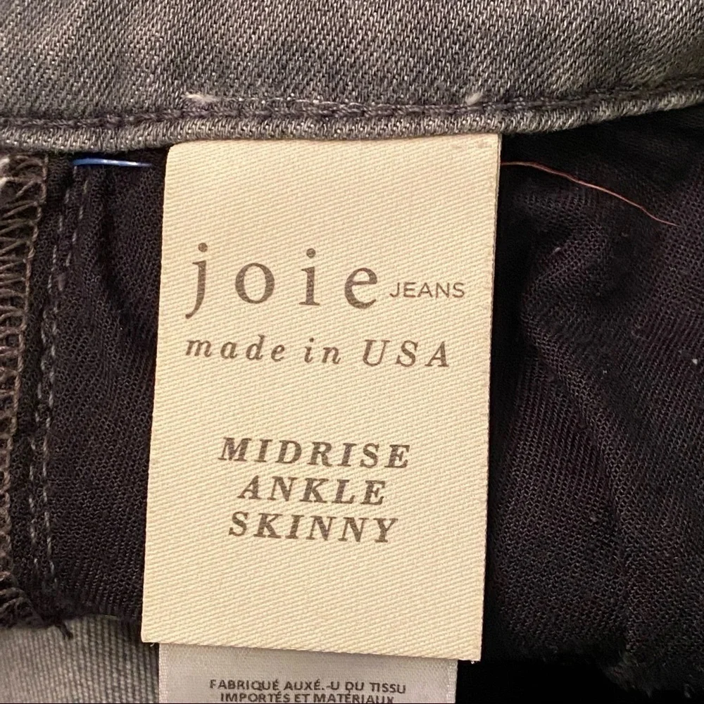Joie Midrise Gray Ankle Skinny Denim Jeans Size 24